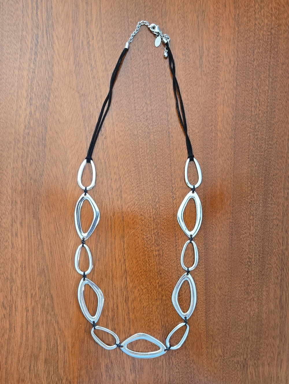 Chico's Silver Tone Open Link Necklace. Adjustable closure.